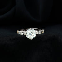 Round Cut 2 CT Moissanite Solitaire Engagement Ring with Side Stones