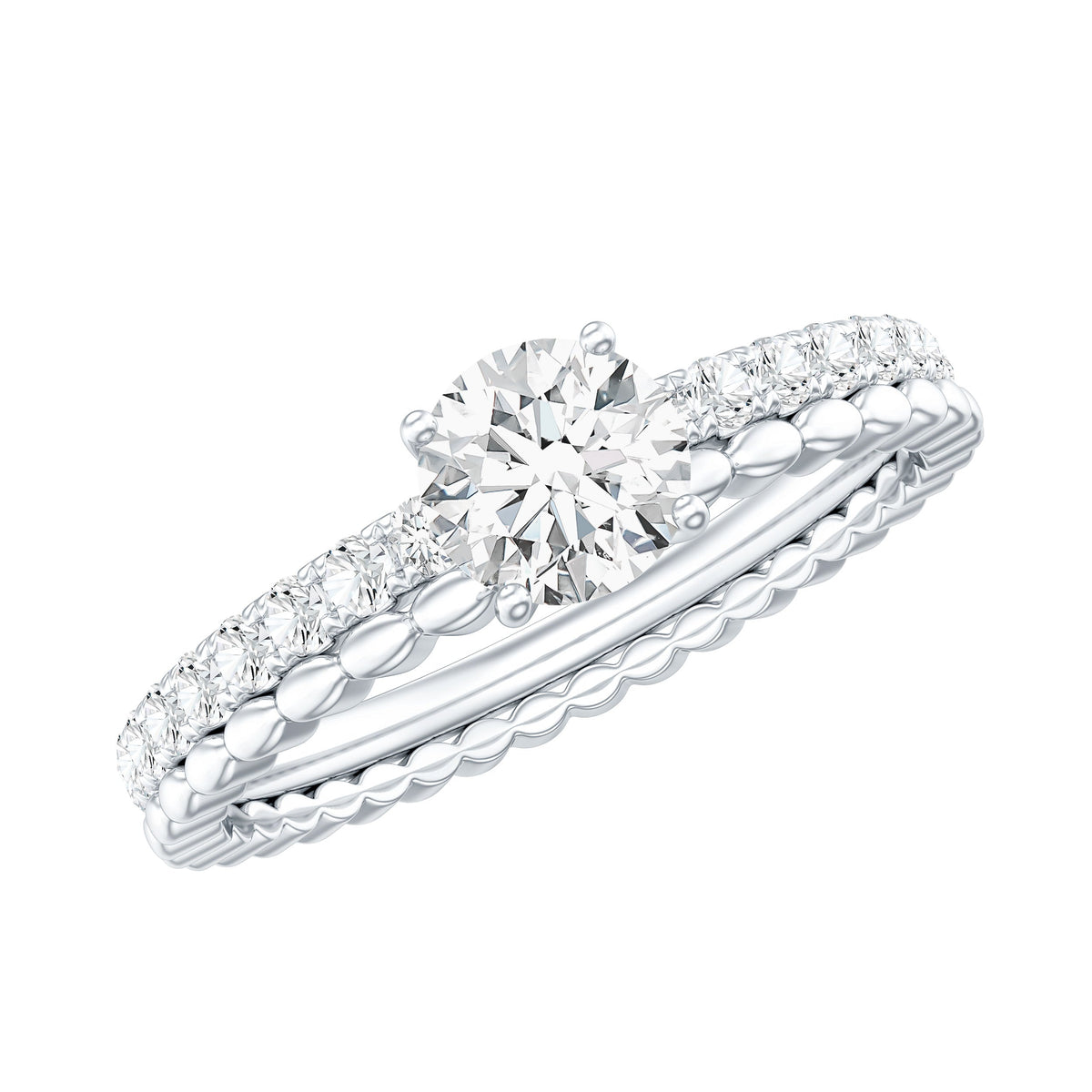 Round Cut Moissanite Designer Engagement Ring With Certificate
