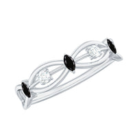 Certified Lab Grown Black Diamond Promise Ring with White Diamond
