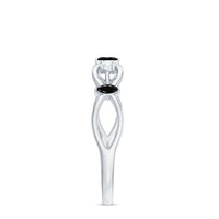 Certified Lab Grown Black Diamond Promise Ring with White Diamond
