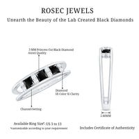 Certified Princess Cut Lab Grown Black and White Diamond Double Band Ring