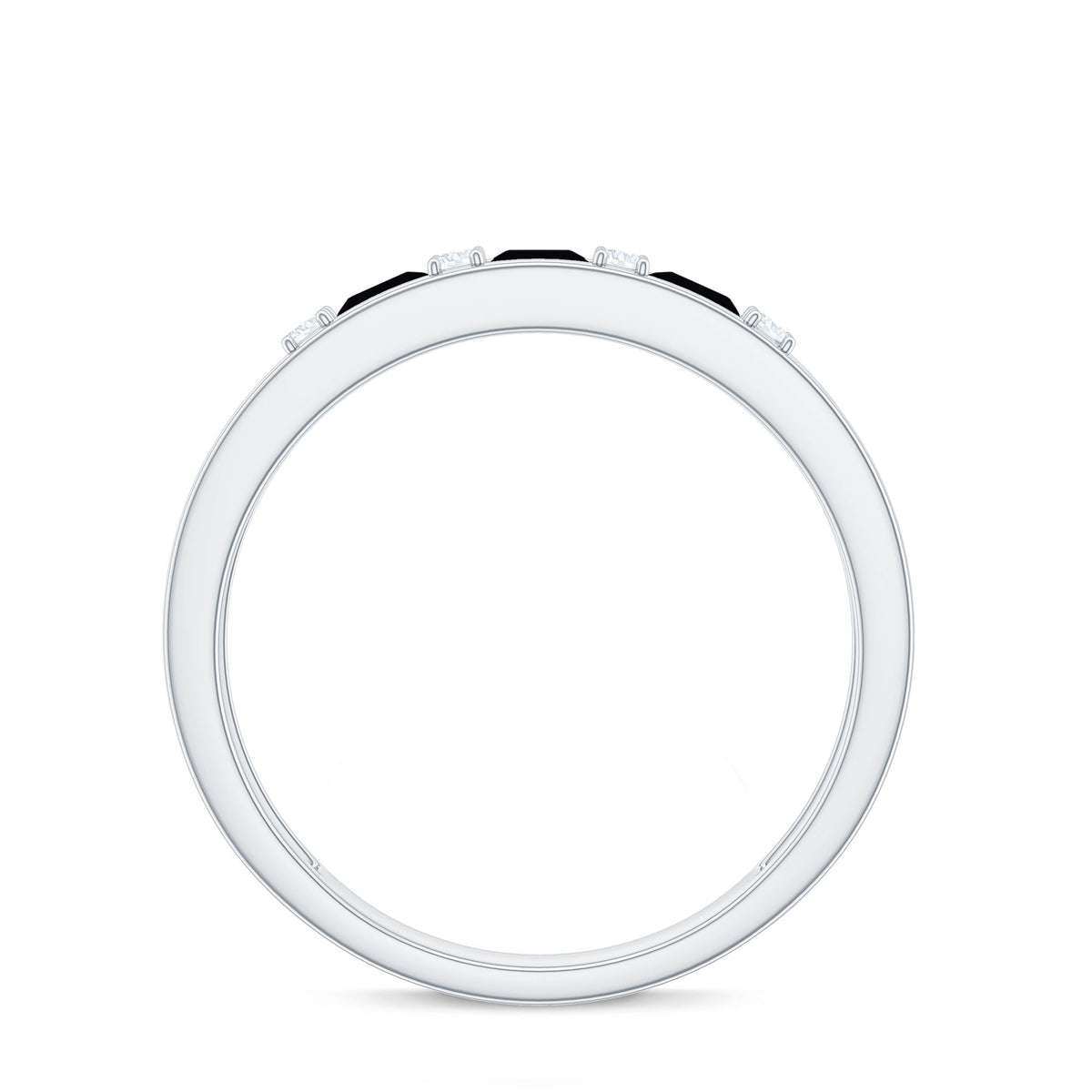 Certified Princess Cut Lab Grown Black and White Diamond Double Band Ring