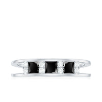 Certified Princess Cut Lab Grown Black and White Diamond Double Band Ring