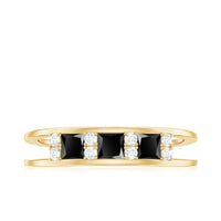 Certified Princess Cut Lab Grown Black and White Diamond Double Band Ring