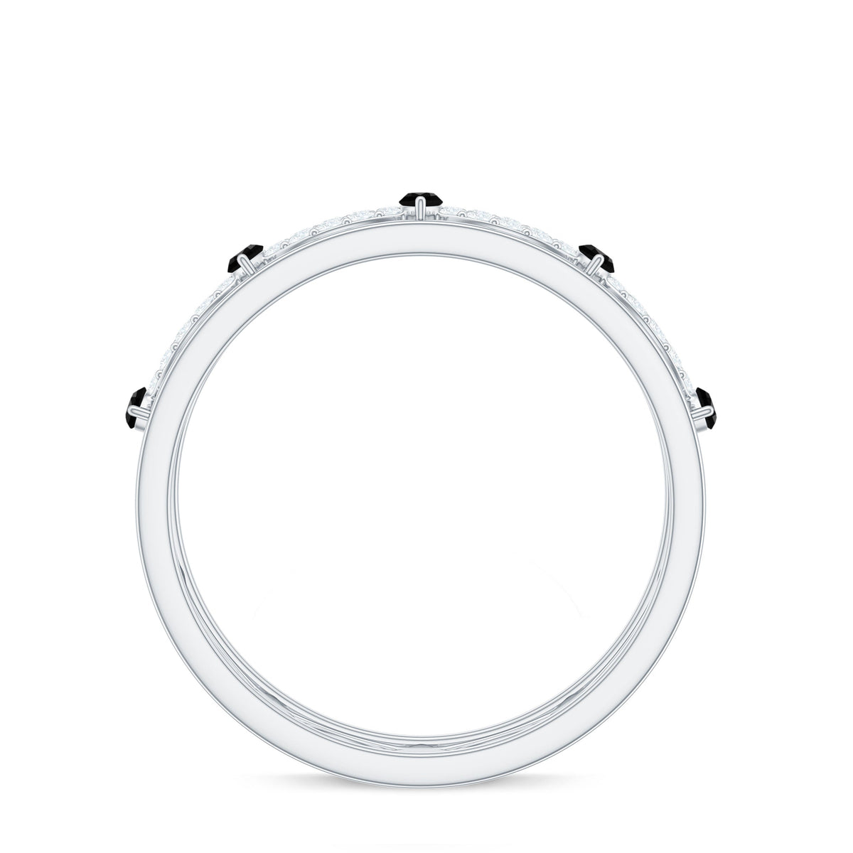 Certified Lab Grown Black and White Diamond Infinity Band Ring