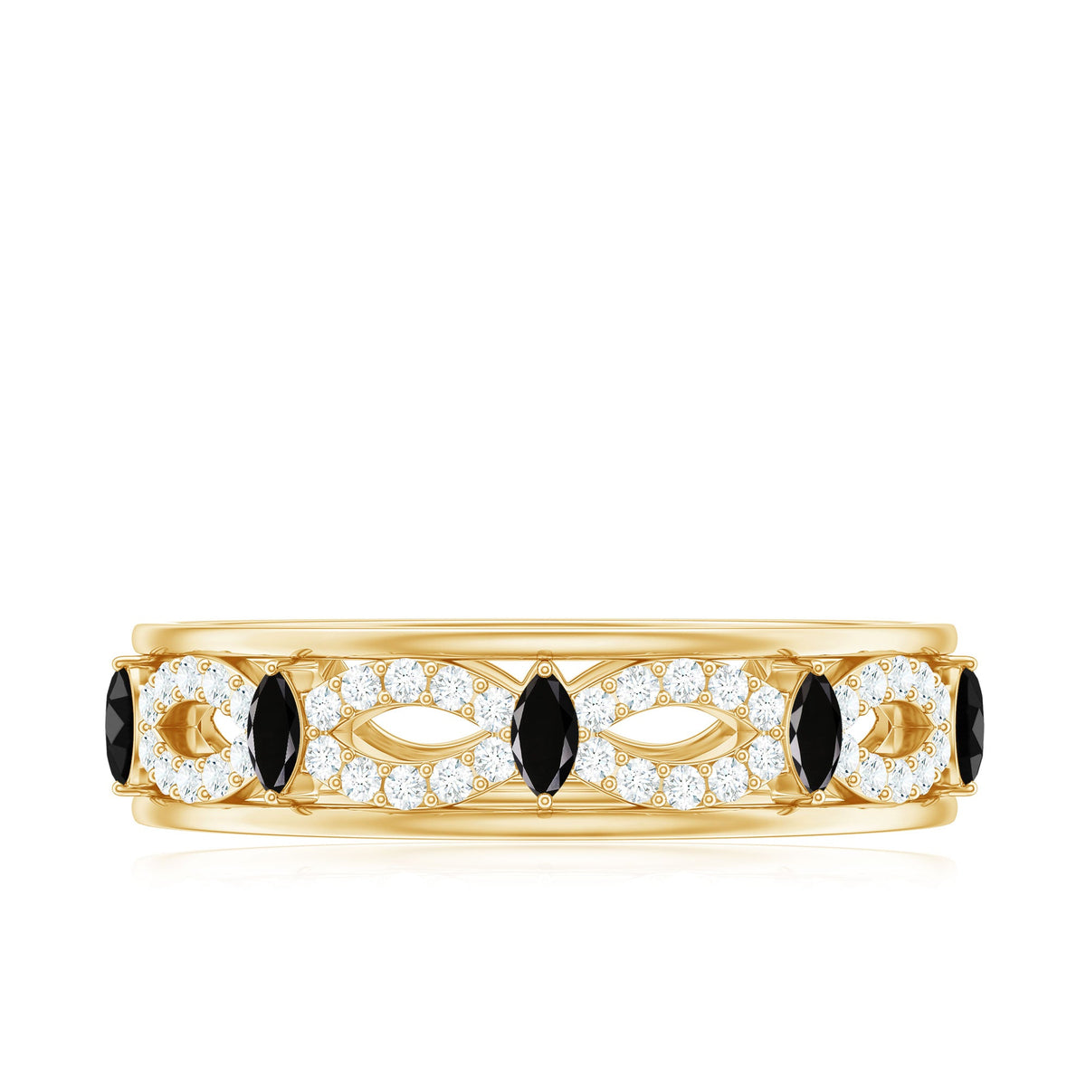 Certified Lab Grown Black and White Diamond Infinity Band Ring