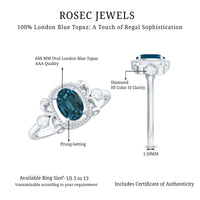 London Blue Topaz and Diamond Art Deco Engagement Ring