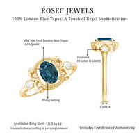 London Blue Topaz and Diamond Art Deco Engagement Ring