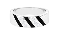 Natural Diamond Mens Wedding Band with Black Enamel