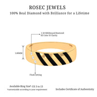 Real Diamond Enamel Band Ring in Flush Setting