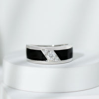 Classic Moissanite Mens Wedding Band Ring