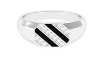 Classic Diamond Mens Engagement Ring with Black Enamel