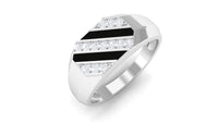 Classic Diamond Mens Engagement Ring with Black Enamel