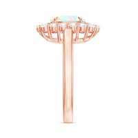 6x8mm Oval Cut Ethiopian Opal Halo Engagement Ring with Moissanite