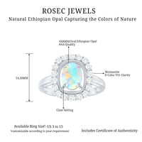 6x8mm Oval Cut Ethiopian Opal Halo Engagement Ring with Moissanite