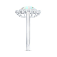 6x8mm Oval Cut Ethiopian Opal Halo Engagement Ring with Moissanite