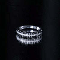 Certified Lab Grown Black and White Diamond Three Row Wedding Band