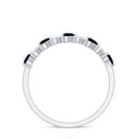 3/4 CT Created Black Diamond Heart Half Eternity Ring with Diamond