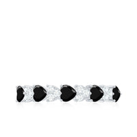 3/4 CT Created Black Diamond Heart Half Eternity Ring with Diamond