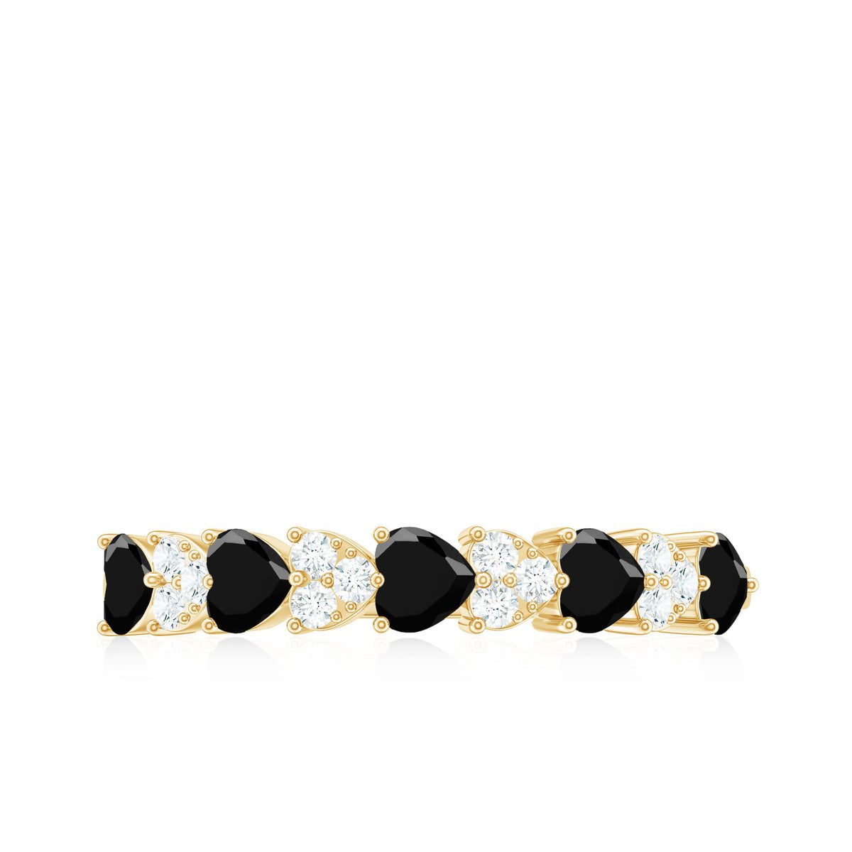 3/4 CT Created Black Diamond Heart Half Eternity Ring with Diamond