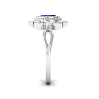 Vintage-inspired 1 Carat Amethyst oval engagement ring with diamond accents, featuring Rosec Jewels' elegant ring design.