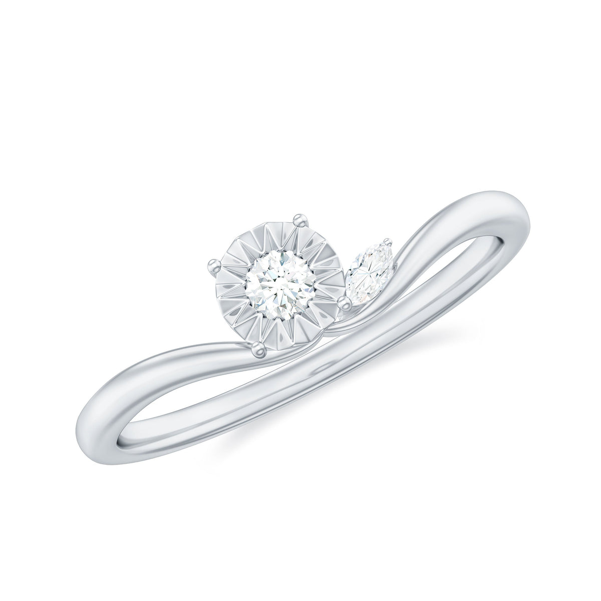 Certified Real Diamond Curved Promise Ring