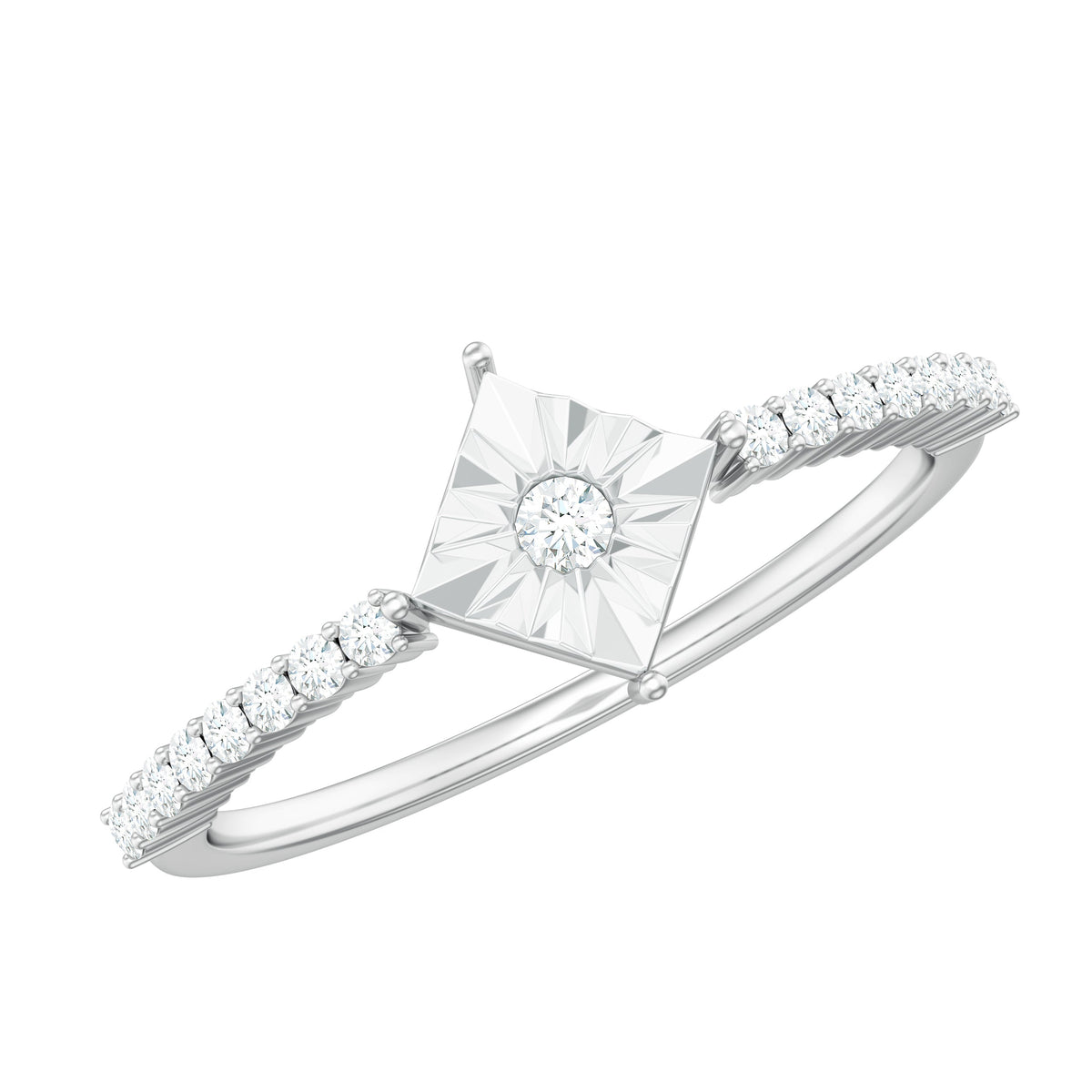 Genuine Diamond Promise Ring in Illusion Setting