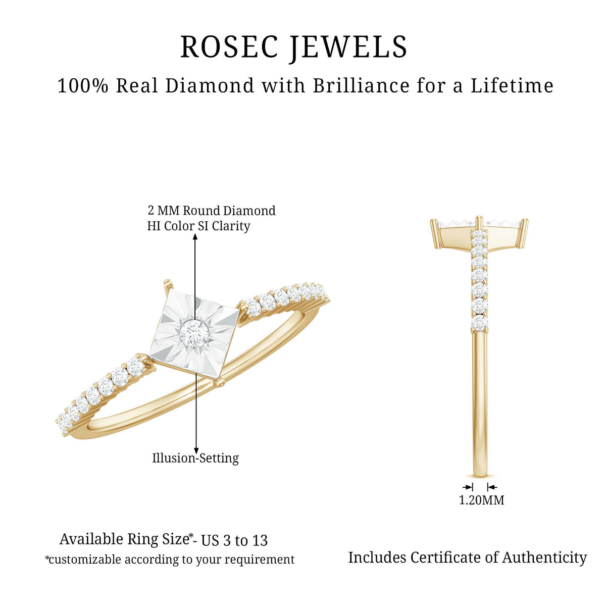 Genuine Diamond Promise Ring in Illusion Setting