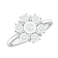 Natural Diamond Cluster Engagement Ring in Illusion Setting