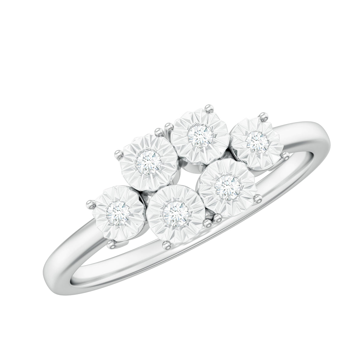 Natural Diamond Cluster Promise Ring for Women
