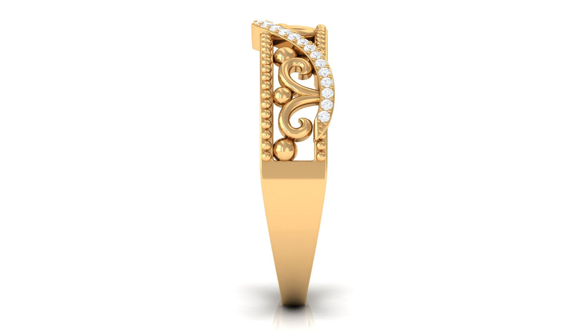 Vintage Inspired Real Diamond Wedding Band