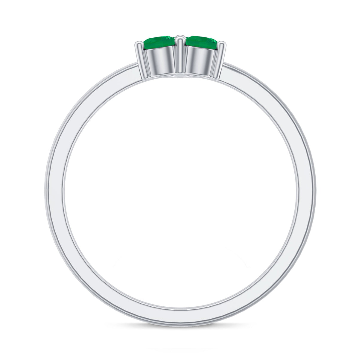 Natural Emerald 3 Stone Promise Ring with Certificate