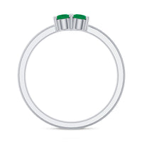 Natural Emerald 3 Stone Promise Ring with Certificate
