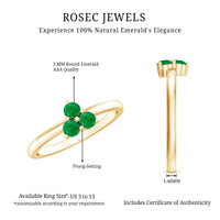Natural Emerald 3 Stone Promise Ring with Certificate