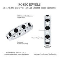 Certified Lab Grown Black Diamond Eternity Ring with Moissanite