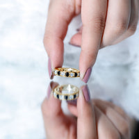 Certified Lab Grown Black Diamond Eternity Ring with Moissanite