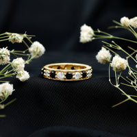 Certified Lab Grown Black Diamond Eternity Ring with Moissanite