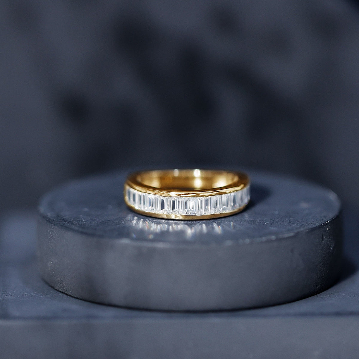 Channel Set Certified Moissanite Half Eternity Band Ring