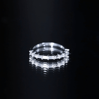 Baguette Shape Moissanite Half Eternity Stackable Ring