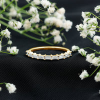 Baguette Shape Moissanite Half Eternity Stackable Ring
