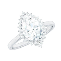 Pear Shape Moissanite Huge Engagement Ring with Halo