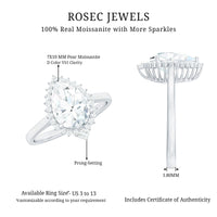 Pear Shape Moissanite Huge Engagement Ring with Halo