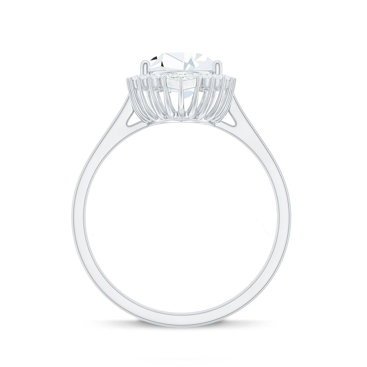Pear Shape Moissanite Huge Engagement Ring with Halo