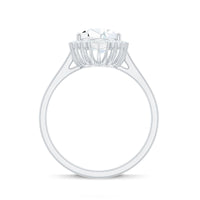 Pear Shape Moissanite Huge Engagement Ring with Halo