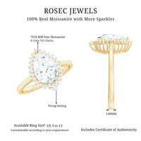 Pear Shape Moissanite Huge Engagement Ring with Halo