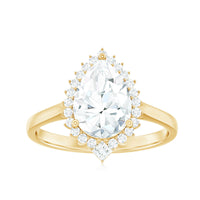Pear Shape Moissanite Huge Engagement Ring with Halo