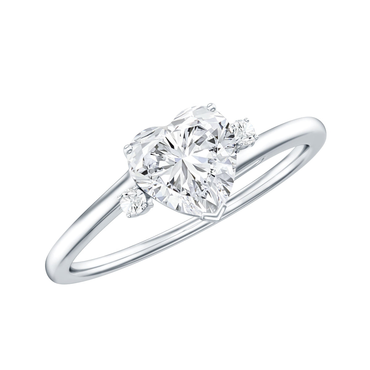 Solitaire Moissanite Heart Engagement Ring in Prong Setting