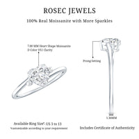 Solitaire Moissanite Heart Engagement Ring in Prong Setting