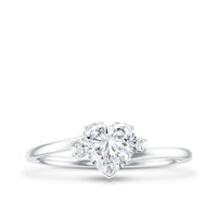 Solitaire Moissanite Heart Engagement Ring in Prong Setting