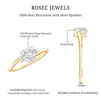 Solitaire Moissanite Heart Engagement Ring in Prong Setting